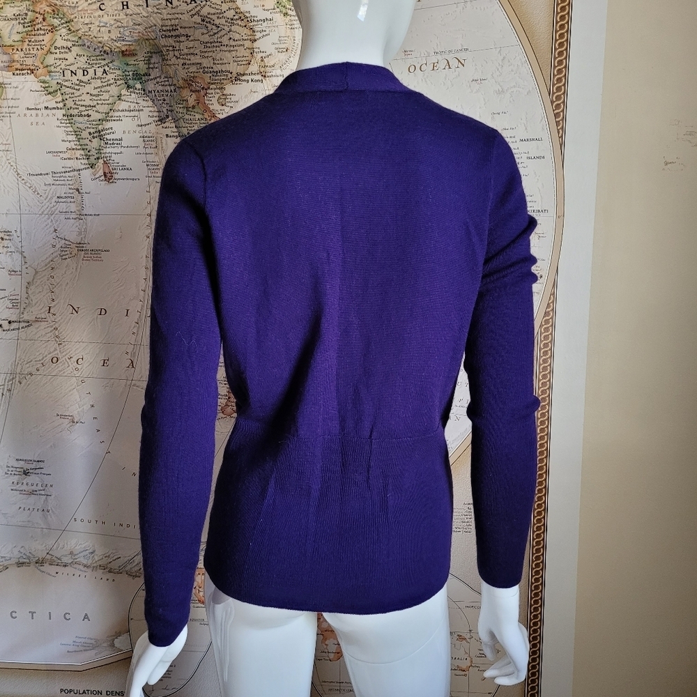 The Limited Deep Purple Crossover Wool Blend Fitted Lightweight Sweater Cozy L - Picture 10 of 10